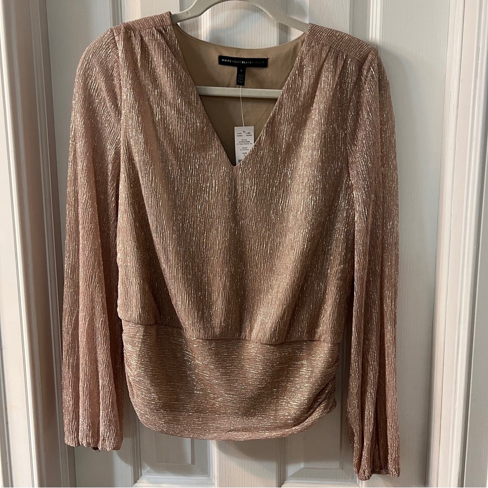 White House black market V neck shimmer top NWT size small